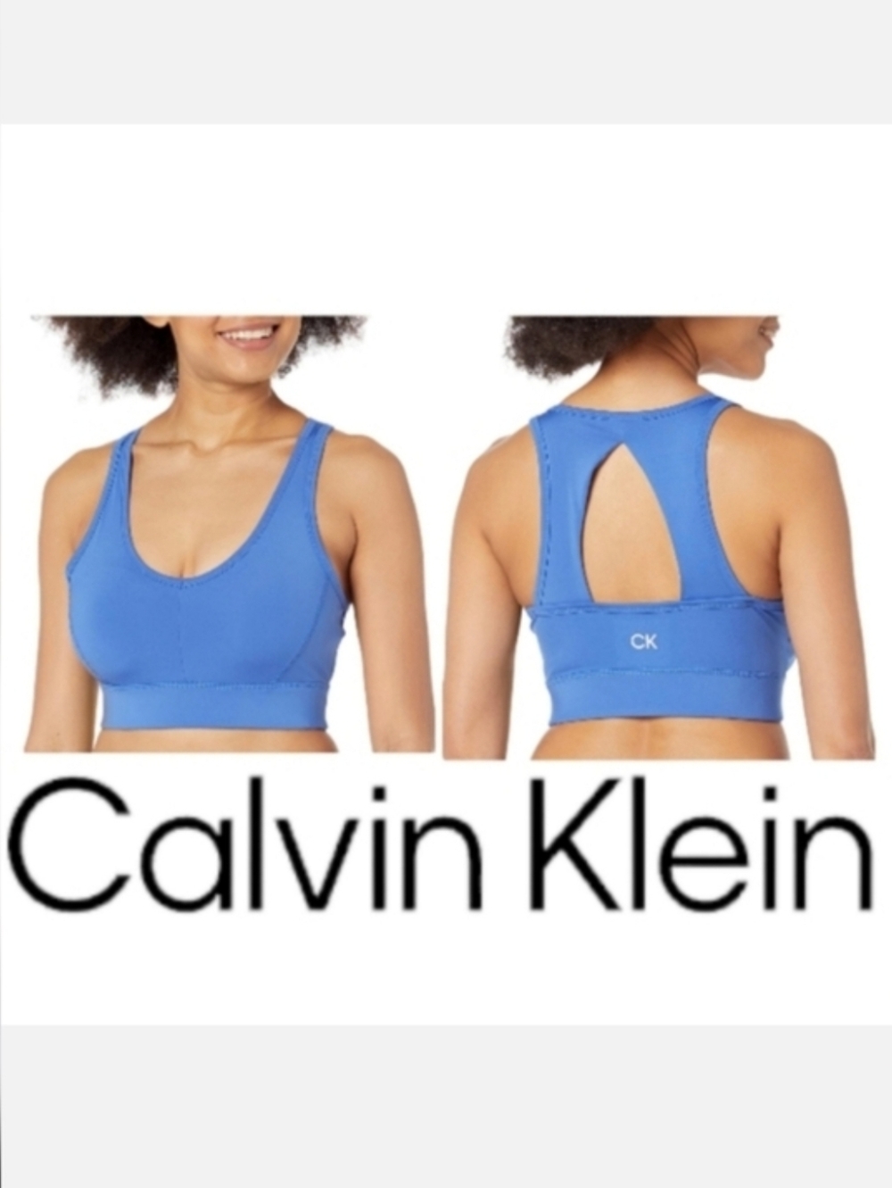 Calvin Klein Performance Seamless Stretch Sports Bra Med Support Blue Wave Sz M